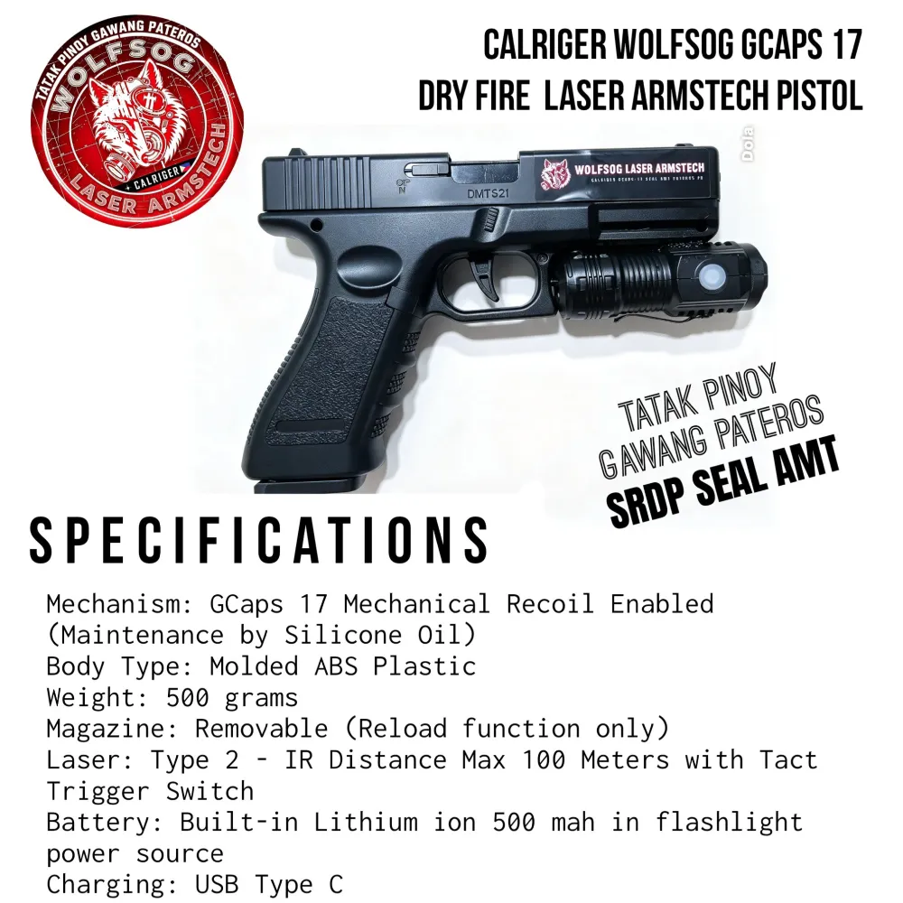 Wolfsog GCaps 17 Laser Armstech Pistol with Laser Sensor Plate Target