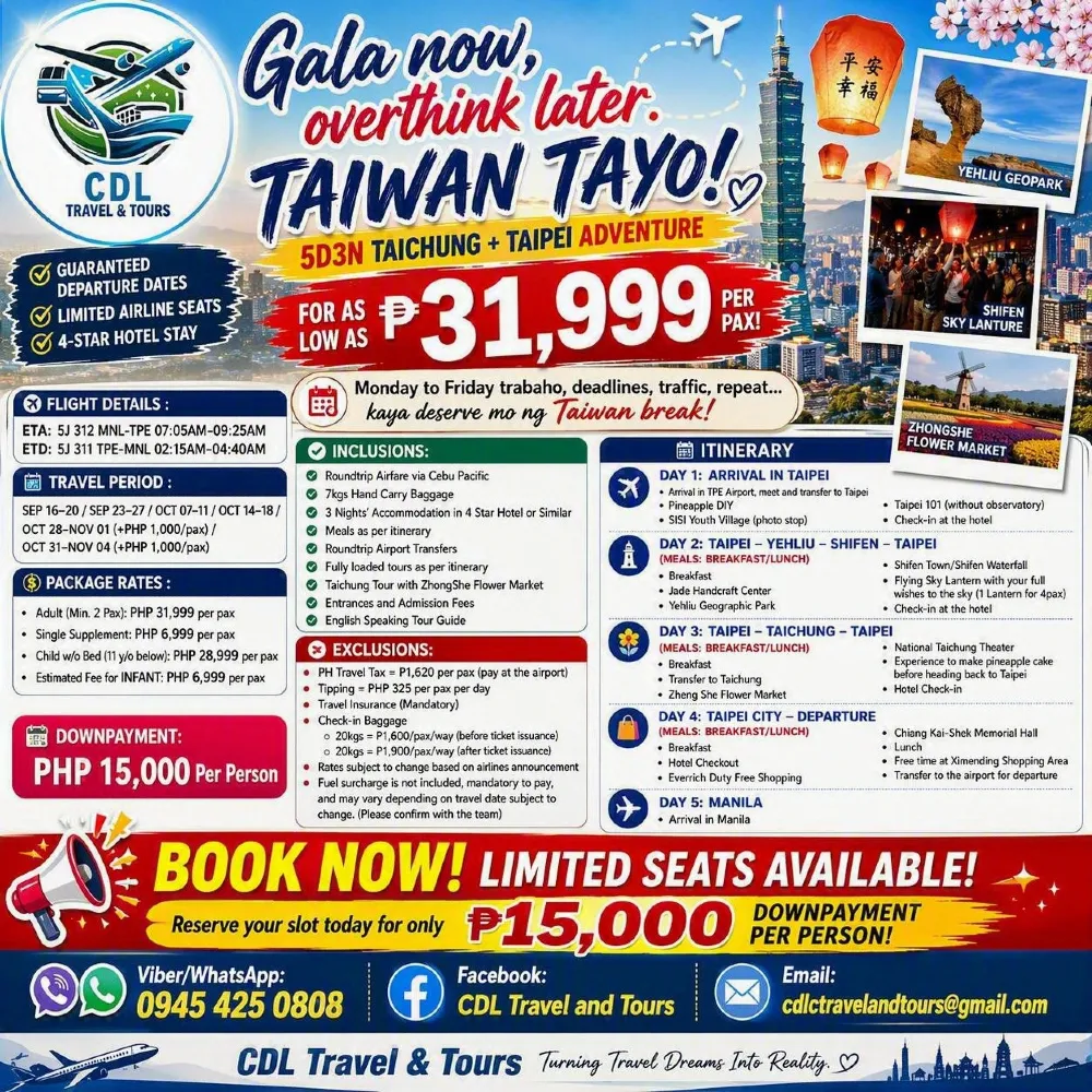 5D3N TAIWAN TAICHUNG + TAIPEI ADVENTURE
